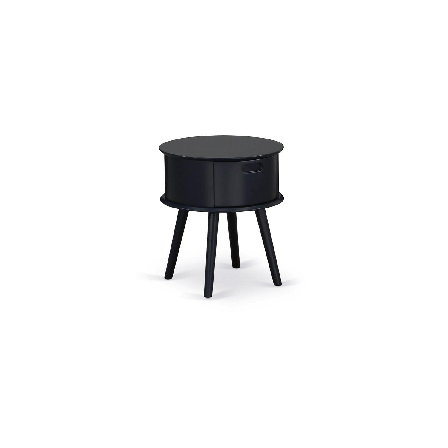 East West Furniture Gone11 One Piece Gorgeous Gordon Round Table Night Stand With Drawer, 1-Pack, Black Finish
